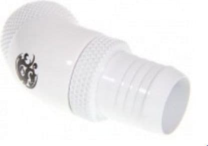 Bitspower-tilkobling 45 grader G1/4 tommer AG til 13 mm ID - roterbar, hvit