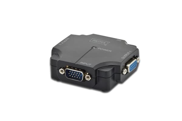 Assmann Digitus VGA Splitter. 2port. plastic housing 350 MHz. HDSUB 15/F -> 2x HDSUB 15/F max.res. 2048x1536 @ 60Hz (DS-41120-1)