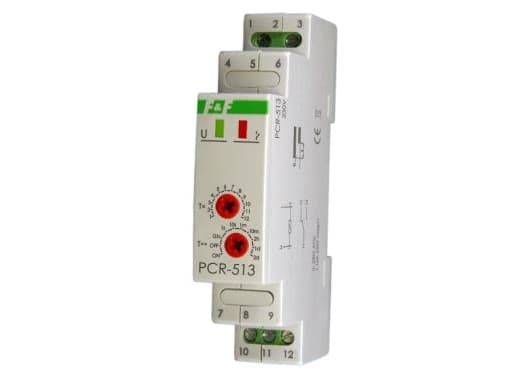 Tidsrelä 1P 10A 0,1sek-576h 12-264V AC/DC fördröjd aktivering PCR-513UNI