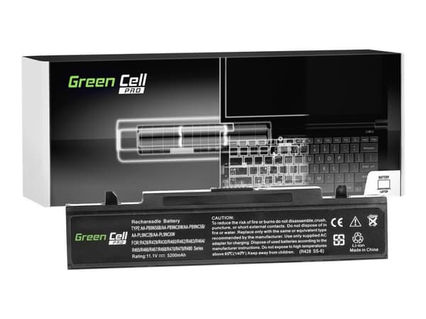 Green Cell PRO - Batteri til bærbar PC (tilsvarer: Samsung AA-PB9NC6B, Samsung AA-PB9NS6B) - litiumion - 6-cellers - 5200 mAh - svart - for Samsung P