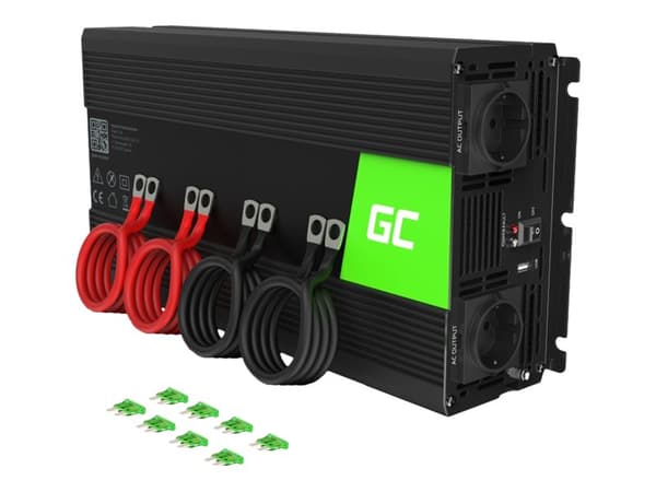 Green Cell - DC-AC-omriktare - DC 12 V - 2000 Watt - utgångskontakter: 2 - svart Svart