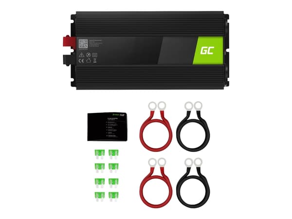 Green Cell - DC-AC strøminverter - 12 V - 2000 watt - utgangskontakter: 2 - svart