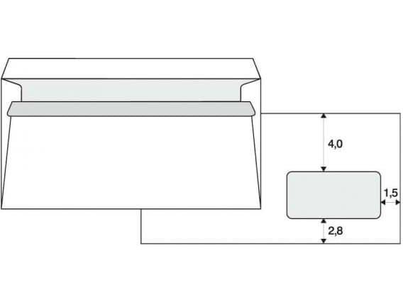 Krpa Self-adhesive envelope, 110 x 220mm, white, postal, DL with a window 1000pcs.