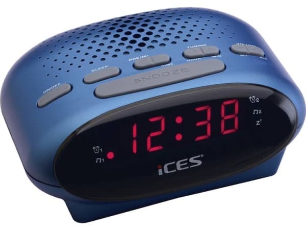 Ices ICR-210, Klokke, FM, PLL, LED, 1,52 cm (0.6"), Blå, 3 V