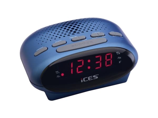 Ices ICR-210, Klokke, FM, PLL, LED, 1,52 cm (0.6"), Blå, 3 V