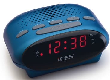 Ices ICR-210, Klokke, FM, PLL, LED, 1,52 cm (0.6"), Blå, 3 V