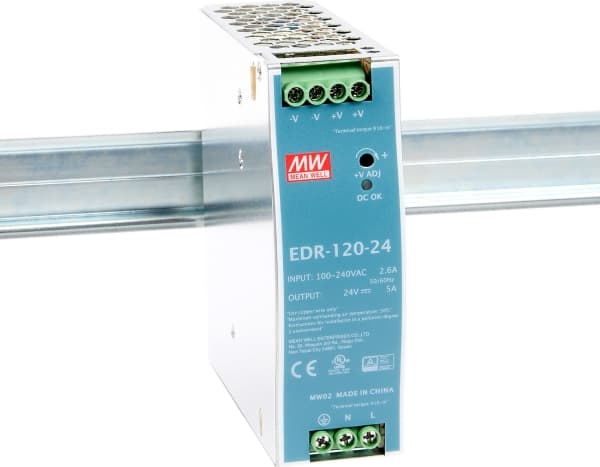 MEAN WELL EDR-120-24, 90 - 264 V, 120 W, 24 V, 5 A, RoHS, 40 mm