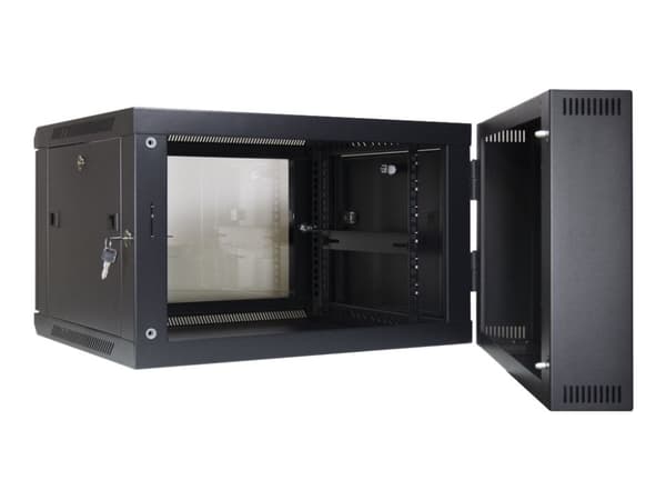 Inter-Tech SMB-6606 - Skåp - väggmontering - svart, RAL 9005 - 6U - 19"