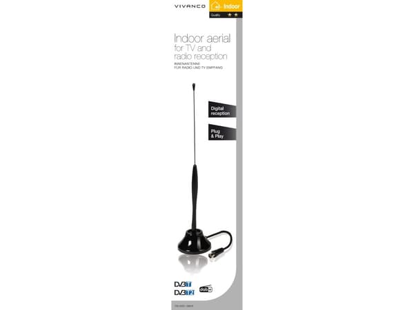 Vivanco TVA 2020, Innendørs, Sort, 1,2 m, DVB-T,DVB-T2, DAB,DAB+,FM, 5000 m