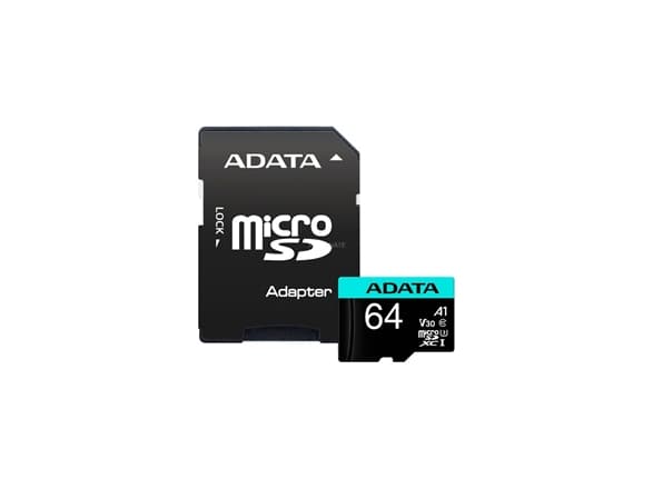 ADATA Premier Pro V30S - Flash-minneskort (SD-adapter inkluderad) - 64 GB - A2 / Video Class V30 / UHS-I U3 / Class10 - mikroSDXC UHS-I