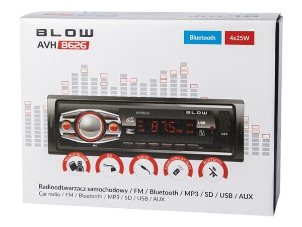 BLOW AVH-8626, bil, FM, 87,5 - 108 Mhz, 25 W, 50 dB, 4 ohm (O)