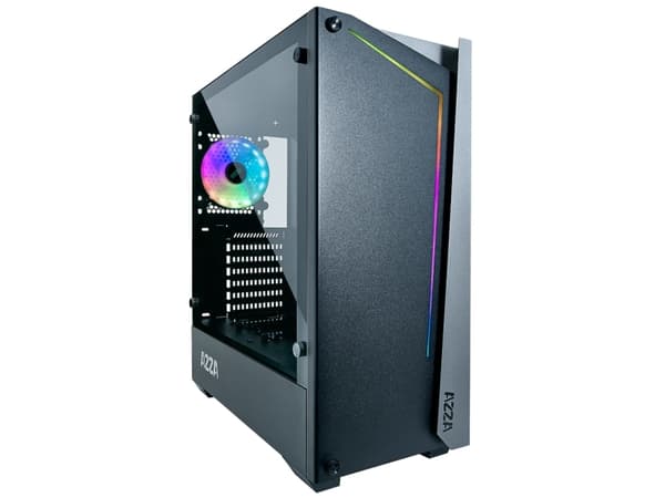 AZZA Apollo 430 - Tower - ATX - sidepanel med vindu (herdet glass) - ingen strømforsyning (ATX) - svart - USB/lyd