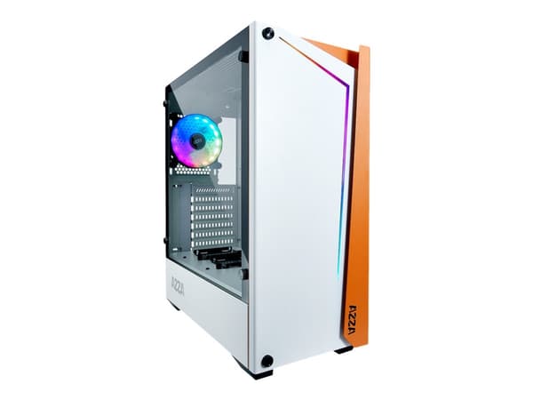 AZZA Apollo 430 - Tower - ATX - genomskinlig sidopanel (härdat glas) - ingen strömförsörjning (ATX) - vit - USB/ljud Vit
