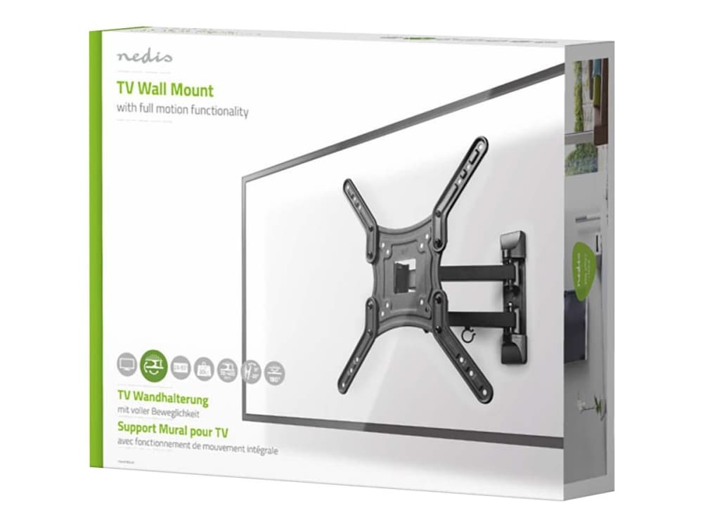 Nedis TVWM1530BK - Konsol - full-motion - för TV - stål - svart - skärmstorlek: 23"-55" - väggmonterbar