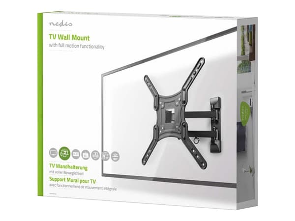 Nedis TVWM1530BK - Konsol - fullständig rörelse - för TV - stål - svart - skärmstorlek: 23"-55" - väggmonterbar Svart