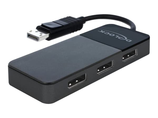 Delock DisplayPort 1.4 Splitter 1 x DisplayPort in > 3 x DisplayPort out - Video/audiosplitter - 3 x DisplayPort - skrivbordsmodell