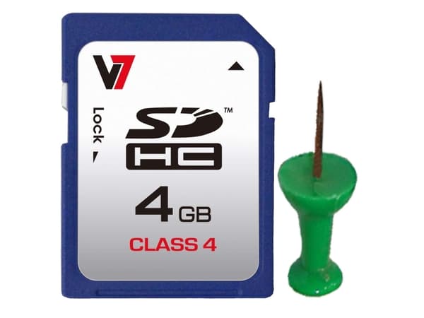V7 VASDH4GCL4R - Flashminnekort - 4 GB - Class 4 - SDHC - blå