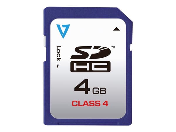 V7 VASDH4GCL4R - Flashminnekort - 4 GB - Class 4 - SDHC - blå