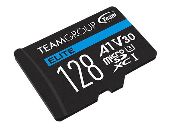 Team ELITE A1 - Flashminnekort (SD-adapter inkludert) - 128 GB - A1 / Video Class V30 / UHS-I U3 - microSDXC