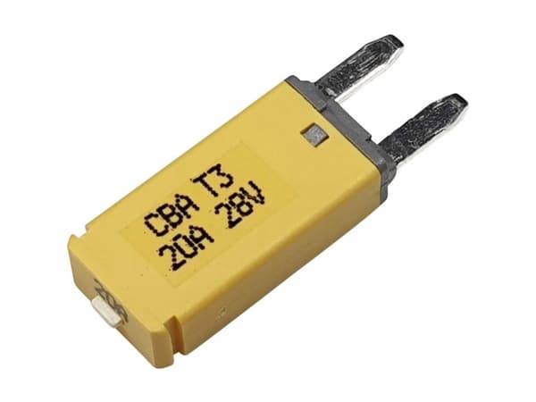 Hansor Circuit Breaker Mini, type 3. Manual Reset, 20A CBA3 Series 20A Sikringsautomat Standard Fladsikring 20 A Gul 1 stk
