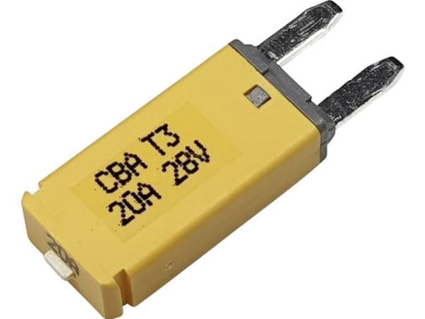 Hansor Circuit Breaker Mini, type 3. Manual Reset, 20A CBA3 Series 20A Sikringsautomat Standard Fladsikring 20 A Gul 1 stk