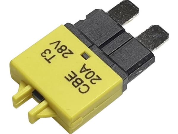 Hansor Circuit Breaker Standard, type 3, Manual Reset, 20A CBE3 Series 20A Sikringsautomat Standard Fladsikring 20 A Gul 1 stk