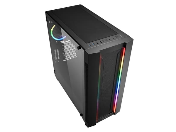 Sharkoon Elite Shark CA200M - Tower - utökad ATX/SSI EEB - genomskinlig sidopanel (härdat glas) - ingen strömförsörjning - svart - USB/ljud