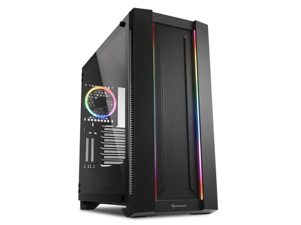 Sharkoon Elite Shark CA200M - Tower - utökad ATX/SSI EEB - genomskinlig sidopanel (härdat glas) - ingen strömförsörjning - svart - USB/ljud