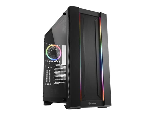 Sharkoon Elite Shark CA200M - Tower - utökad ATX/SSI EEB - genomskinlig sidopanel (härdat glas) - ingen strömförsörjning - svart - USB/ljud Svart