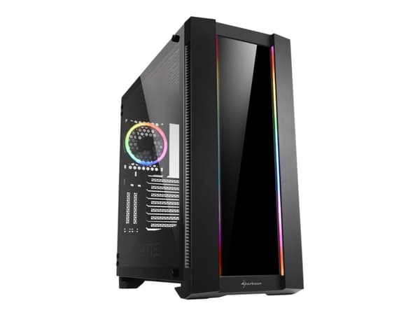 Sharkoon Elite Shark CA200G - Tower - utökad ATX/SSI EEB - genomskinlig sidopanel (härdat glas) - USB/ljud Svart