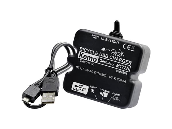 Kemo M-172N - USB Laderegulator til cykel Sort