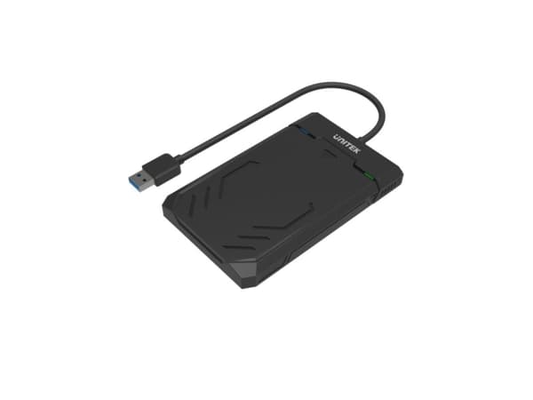 UNITEK Y-3036, HDD-/SSD-kotelo, 2.5", SATA, Serial ATA II, Serial ATA III, 5 Gbit/s, USB-liitettävyys, Musta