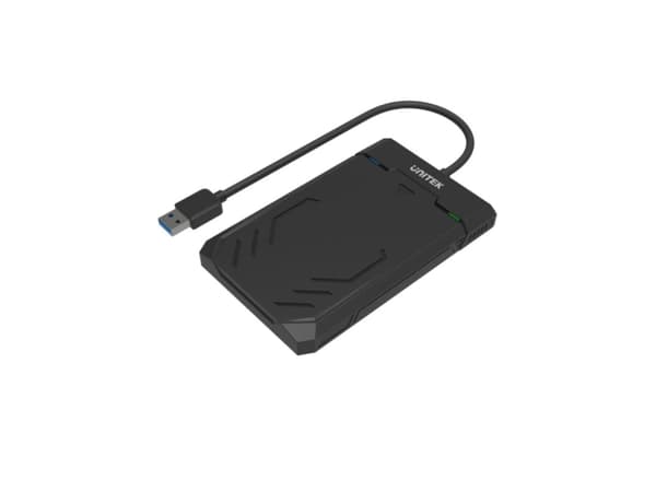 UNITEK Y-3036, HDD-/SSD-kotelo, 2.5", SATA, Serial ATA II, Serial ATA III, 5 Gbit/s, USB-liitettävyys, Musta