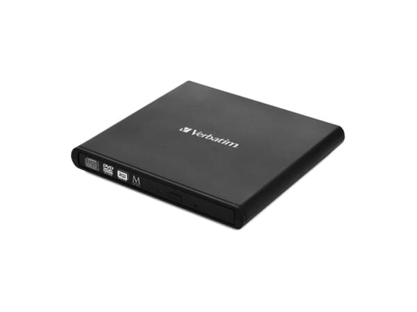 Verbatim External Slimline CD/DVD Writer, Musta, Kelkka, Vaaka, Kannettava tietokone, DVD±RW, USB 2.0