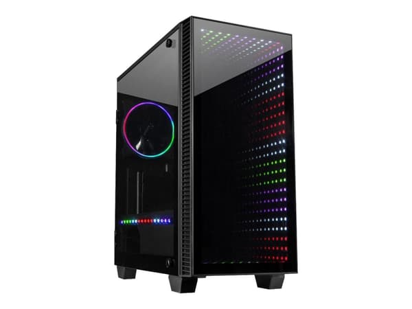 Inter-Tech X-608 Infinity Micro, Tower, PC, ITX, mikro ATX, Lasi, Pelaaminen, Sininen, Vihreä, Punainen