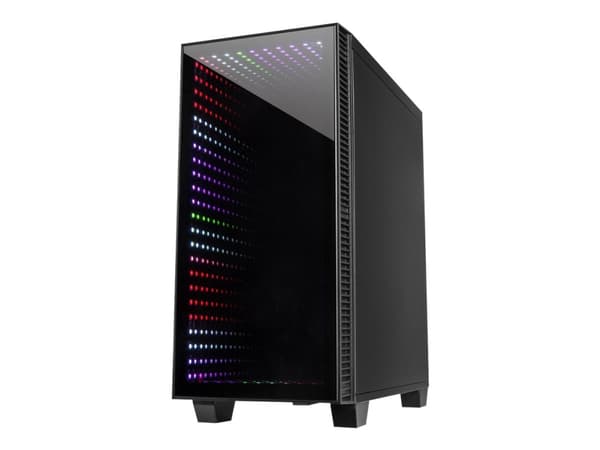 Inter-Tech X-608 Infinity Micro, Tower, PC, ITX, mikro ATX, Lasi, Pelaaminen, Sininen, Vihreä, Punainen