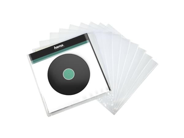 Hama LP Outer Sleeve - CD/DVD-muffe - kapasitet: 1 CD/DVD - gjennomsiktig (en pakke 10)