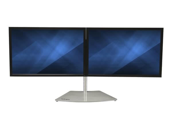 StarTech.com Dual Monitor Stand, Ergonomic Free Standing Dual Monitor Desktop Stand for two 24" VESA Mount Displays, Synchronized Height Adjustable,