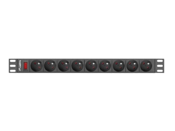 Lanberg PDU-09E-0300-BK - Strømfordelerenhet (kan monteres i rack) - AC 220-250 V - 4000 watt - utgangskontakter: 9 (7 x NF C61-314) - 1U - 19" - 3 m