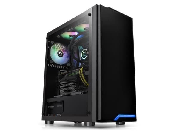 Thermaltake H100 TG - Tower - ATX - sidepanel med vindu (herdet glass) - ingen strømforsyning (PS/2) - svart - USB/lyd