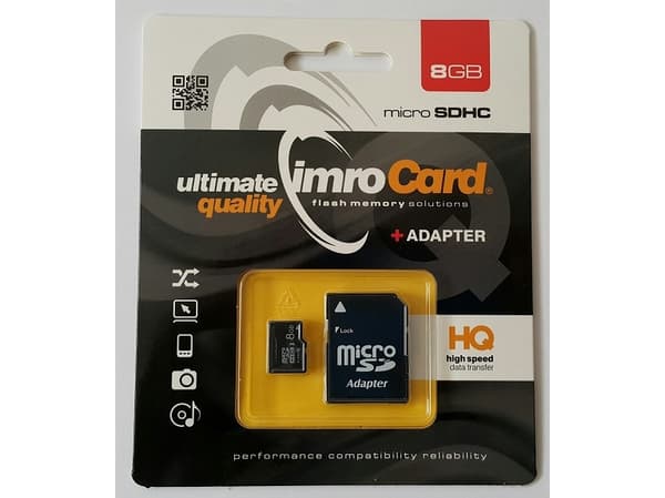 IMRO 4/8G ADP, 8 GB, MicroSDHC, Klasse 4, Svart