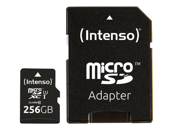 Intenso Premium - Flashminnekort (microSDXC til SD-adapter inkludert) - 256 GB - UHS-I / Class10 - microSDXC UHS-I