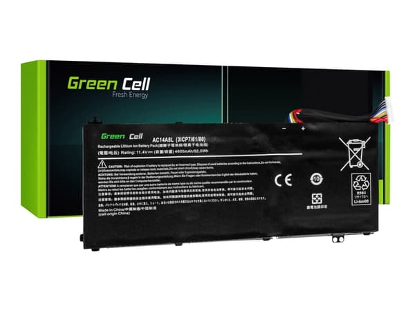 Green Cell - Batteri til bærbar PC (tilsvarer: Acer AC14A8L) - litiumpolymer - 3-cellers - 3800 mAh - svart - for Aspire V Nitro 7; Acer Aspire V Nit