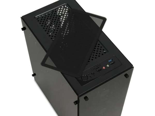 iBox PASSION V4 - Mini-Tower - Hærdet glas  Mini-ATX - ingen strømforsyning - USB/lyd - Sort
