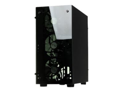 iBox PASSION V4 - Mini-Tower - Hærdet glas  Mini-ATX - ingen strømforsyning - USB/lyd - Sort