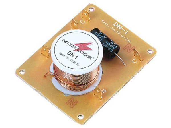 Monacor DN-1, Komponent-crossover, 3-veis systems, 60 W, 8 O, 2500 Hz, Gull