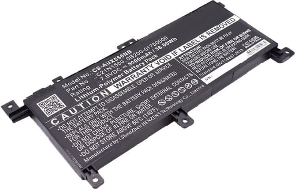 CoreParts - Batteri til bærbar PC - litiumpolymer - 5000 mAh - 38 Wh - svart - for ASUS VivoBook X556UA; X556UQ; X556UR; X556UV; X556UB; X556UF; X556