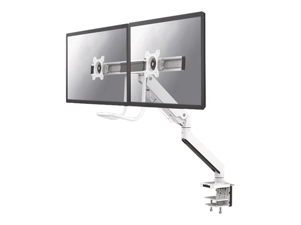 Neomounts NM-D775DX - Monteringssett - full bevegelse - for 2 LCD-skjermer - aluminium - hvit - skjermstørrelse: 10"-32" - klemmemonterbar, malje, sk Hvit