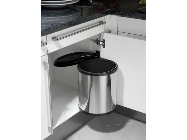 Hailo Compact-box M, 15 L, Pyöreä, Ruostumaton teräs, Musta, Ruostumaton teräs, Muovi, Poljin