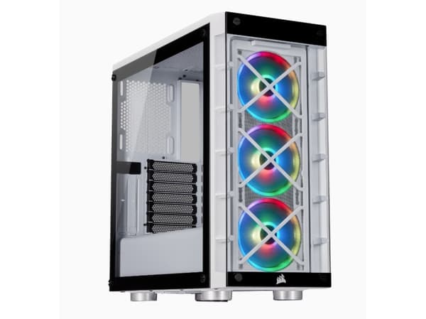 CORSAIR iCUE 465X RGB - Tower - ATX - sidepanel med vindu (herdet glass) - ingen strømforsyning (ATX) - hvit - USB/lyd